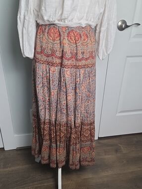 Ralph Lauren Bohemian Floral Tiered Maxi Skirt in Multi-Color Y2K Cottagecore